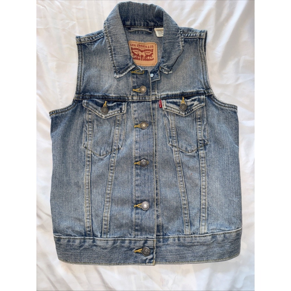 Levi's  Levi Jean Denim Vest Women Light Blue XS 100% Cotton Sleeveless